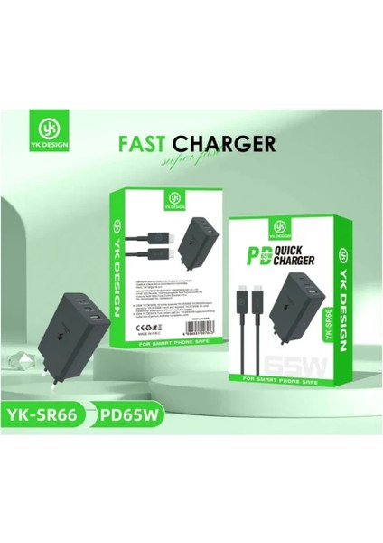 Yk Design Samsung Tüm Modellere Uyumlu 3in 1 Hızlı 65W Usb-C Şarj Adaptörü YK-SR66 indirimleri