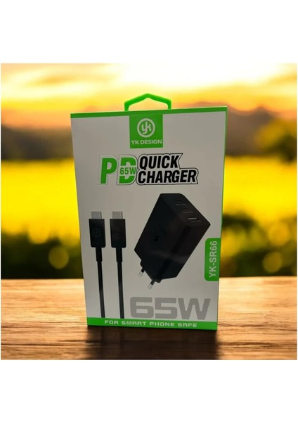 Yk Design Samsung Tüm Modellere Uyumlu 3in 1 Hızlı 65W Usb-C Şarj Adaptörü YK-SR66