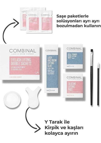 Combinal Kirpik Lifting Seti Orta Boy Set 50 Kullanımlık Şaseli Set Dünyanın En Iyi Lifting Seti