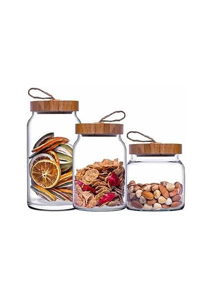 Paşabahçe-Woody 6'lı Kapaklı Kavanoz Seti