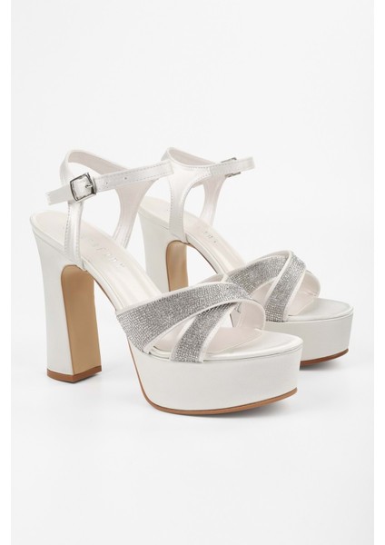 Kadın Fiora Sedef Saten Platform Topuklu Ayakkabı