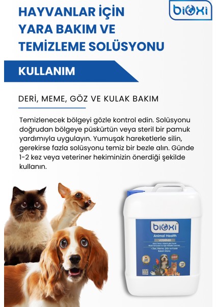 Deri, Meme, Göz ve Kulak Bakım Solüsyonu, Hayvanlar İçin Yara Bakım ve Temizleme Solüsyonu 5 Lt fiyatları