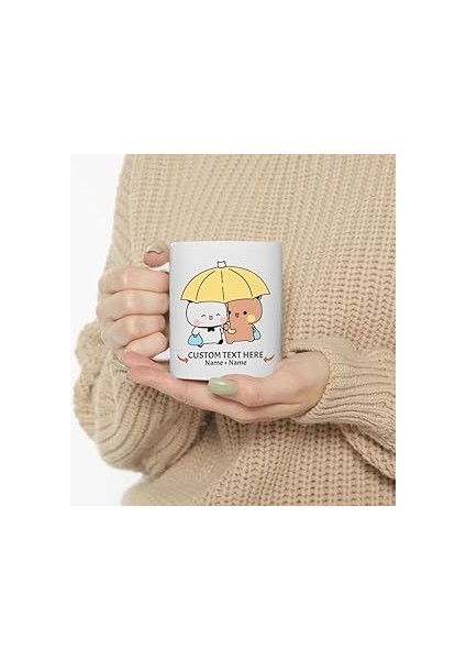 Print Dore Sevimli Bubu ve Dudu Kahve Kupa, Ayı Seramik Kupa, Özell,ıngilizce Ku