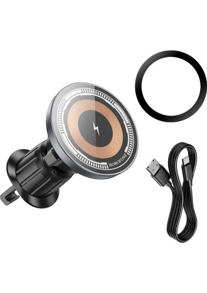 Magsafe ile Uyumlu Mıknatısla Sabitlenen Kablosuz Şarj Destekli Araç Telefon Tutucu - iPhone ile Uyumlu ve Kablosuz Şarj Desteği Olan Telefonlar Için BH211 modelleri