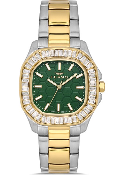 FL43008A-D6 Quartz Çelik Altın/gri Yeşil Kadran 31 mm Kadın Kol Saati