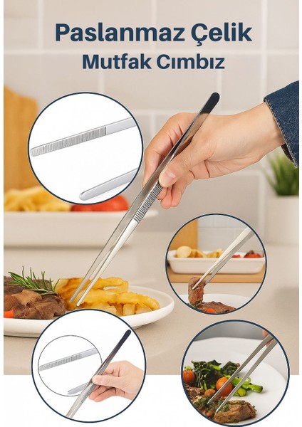 30 cm Yiyecek Servis Maşası Air Fryer Cımbızı Et Kızartma Barbekü