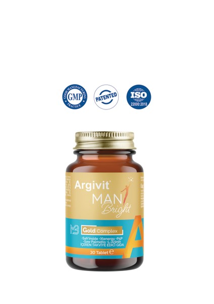 Man Bright Tablet ( Cüce Palmiye (Saw Palmetto), Safran, Isırgan ve L-Arjinin ) 30 Tablet