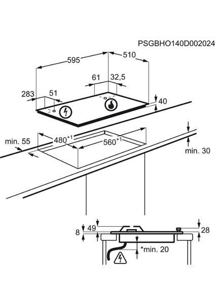-EGS6436SX Ankastre Inox Gazlı Ocak