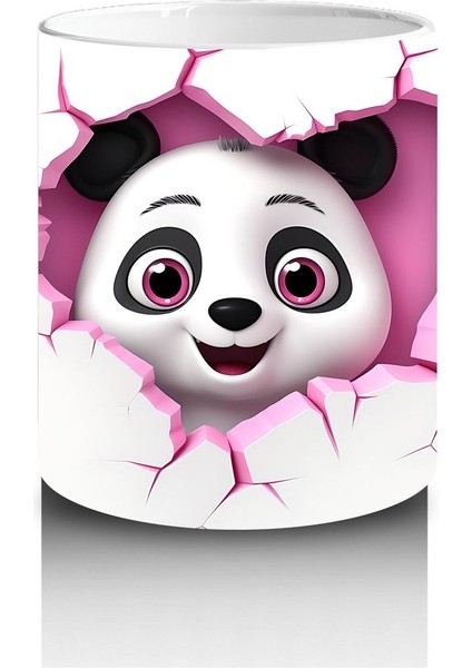 Çocuklara Sütü Sevdiren Kalp Çerçevesinden Bakan Meraklı Panda Kupa Bardak modelleri