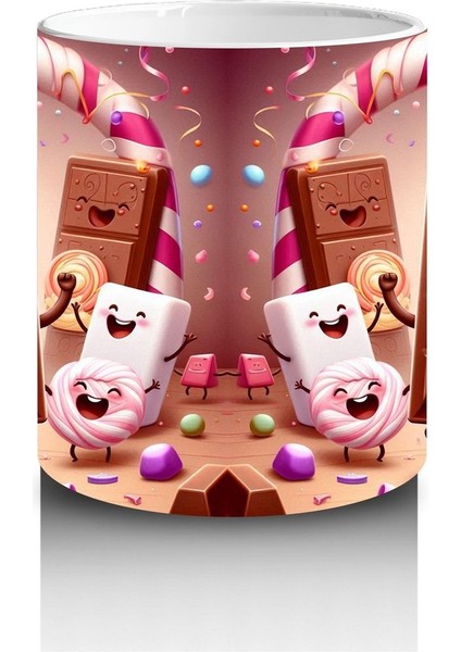 Çocuklara Sütü Sevdiren Çikolata Marshmallow Karnavalı Kupa Bardak