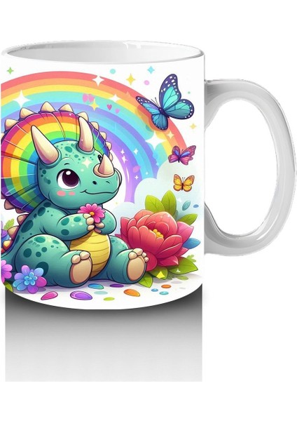 Çocuklara Sütü Sevdiren Gökkuşağı Triceratops Kupa Bardak fırsatları