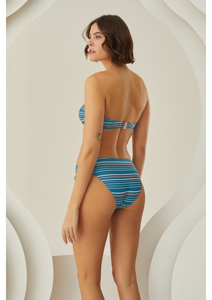 Renkli Deep Tüfted Straplez Bikini Takımı modelleri