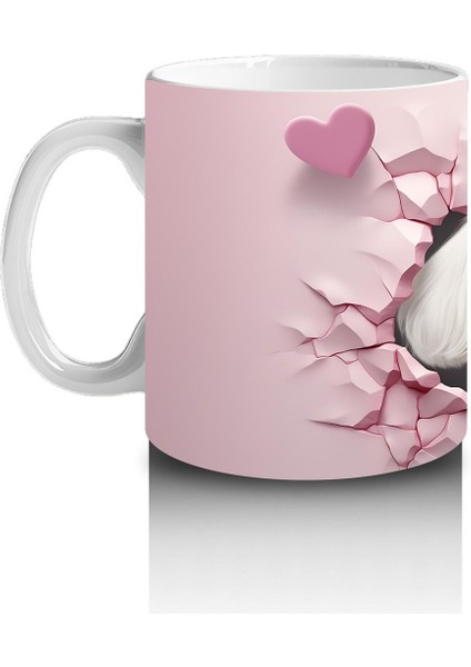 Çocuklara Sütü Sevdiren Kalp Çerçevesinden Bakan Sevimli Yavru Köpek Kupa Bardak fiyatları