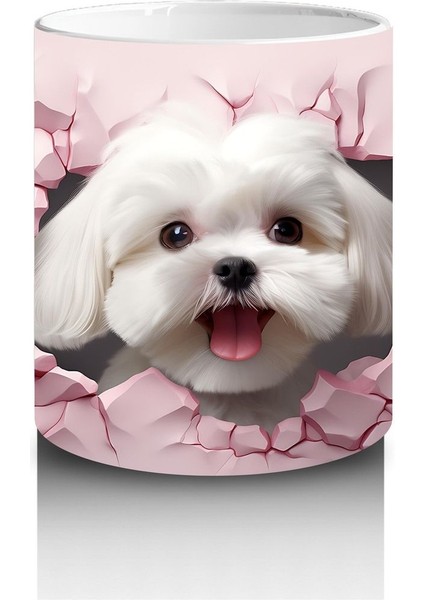 Çocuklara Sütü Sevdiren Kalp Çerçevesinden Bakan Sevimli Yavru Köpek Kupa Bardak modelleri