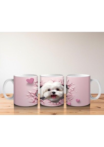 Çocuklara Sütü Sevdiren Kalp Çerçevesinden Bakan Sevimli Yavru Köpek Kupa Bardak indirimleri