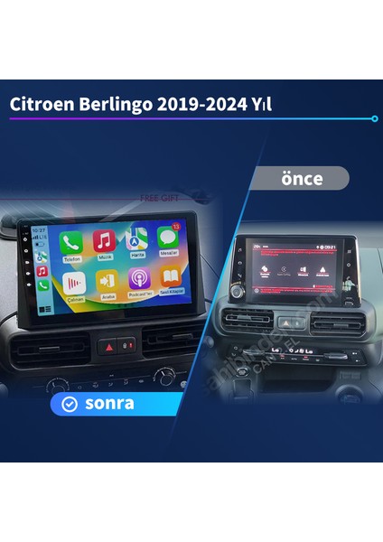 Citroen Berlingo 2019-2024 Yıl Uyumlu 10 Inç 2 GB Ram 32 GB Hafıza Multimedya Carplay Navigasyon fiyatları