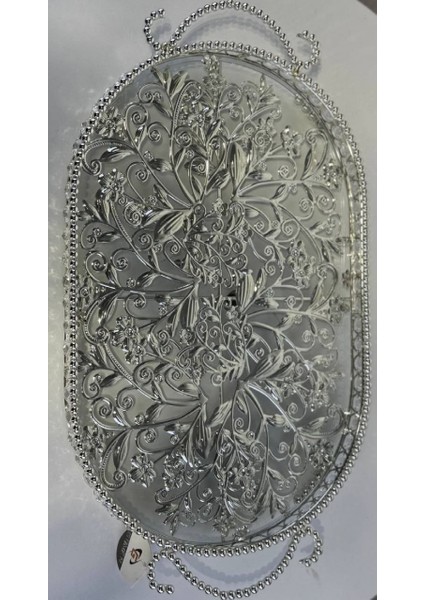 Gvn Metal Camlı Kristal Tepsi