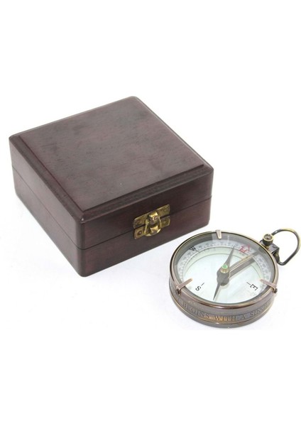 Ahşap Kutulu Pirinç Pusula 12*6 cm