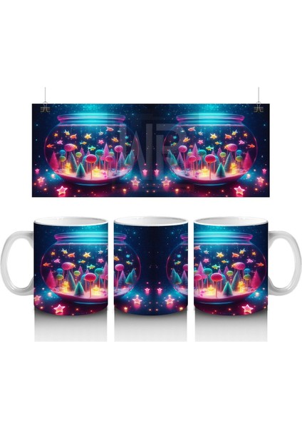 Çocuklara Sütü Sevdiren Parıltılı Mantar Dünyası Kupa Bardak