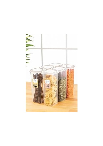 Renkli Etiketli 6lı 1,75 Litre Peggy Erzak Saklama Kabı Beyaz