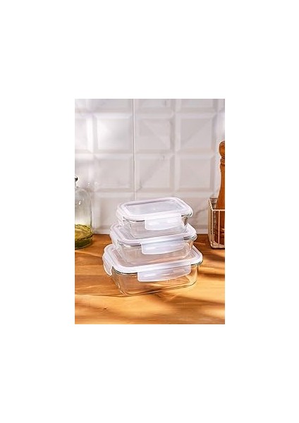Lina Borosilikat 3'lü Saklama Kabı
