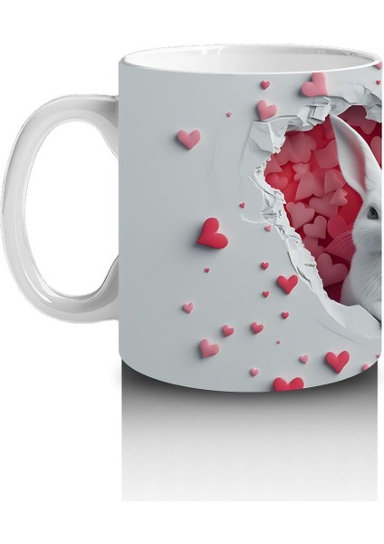 Çocuklara Sütü Sevdiren Kalp Çatlağından Bakan Sevimli Tavşan Kupa Bardak fiyatları