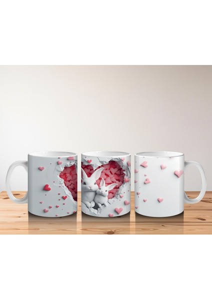 Çocuklara Sütü Sevdiren Kalp Çatlağından Bakan Sevimli Tavşan Kupa Bardak indirimleri