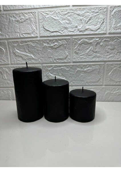 Silindir Mum 3'lü Set Ebat 5-7,5-12 cm Çap 5,5 cm