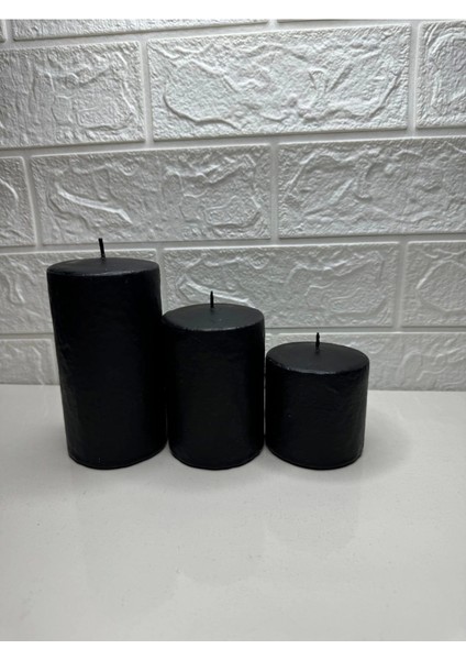 Silindir Mum 3'lü Set Ebat 5-7,5-12 cm Çap 5,5 cm