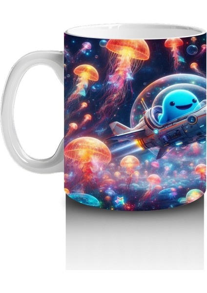 Çocuklara Sütü Sevdiren Roket Kullanan Sevimli Balina ve Denizaltı Dünyası Desenli Kupa Bardak fiyatları