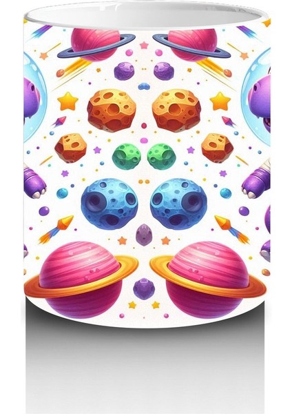 Çocuklara Sütü Sevdiren Uzay Kaşifi Dinozor Desenli Kupa Bardak modelleri