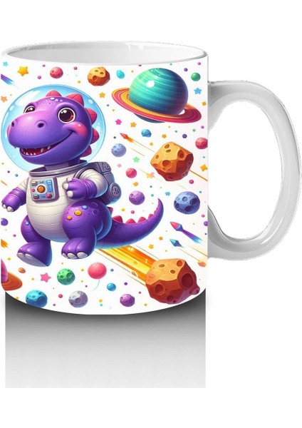 Çocuklara Sütü Sevdiren Uzay Kaşifi Dinozor Desenli Kupa Bardak fırsatları