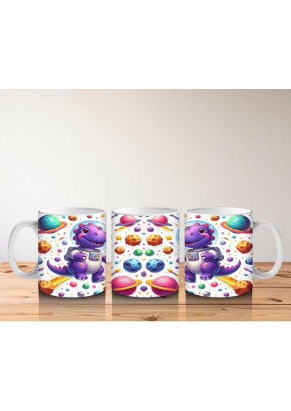 Çocuklara Sütü Sevdiren Uzay Kaşifi Dinozor Desenli Kupa Bardak indirimleri