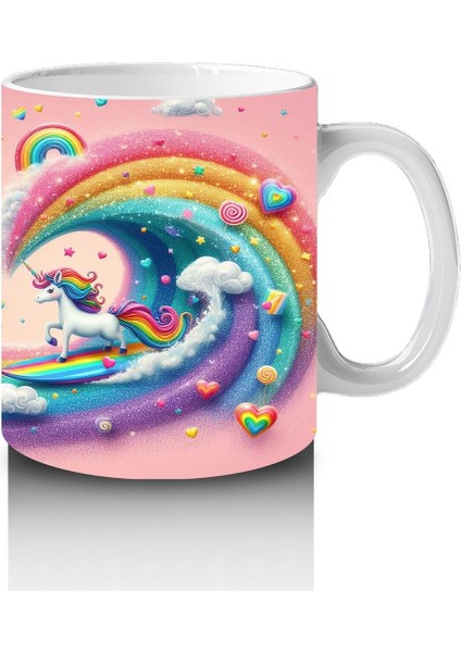 Çocuklara Sütü Sevdiren Sörfçü Gökkuşağı Unicorn Kupa Bardak fırsatları