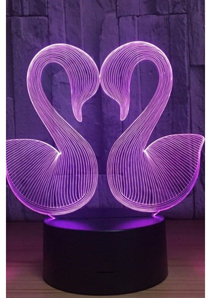 3D Kuğu Gece LED Lambası Özel Tasarım Masa Gece Lambası
