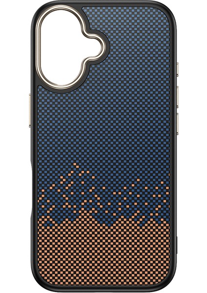 iPhone 16 Plus Kılıf M-Safe Şarj Özellikli Karbon Fiber Görünümlü Antina Kılıf