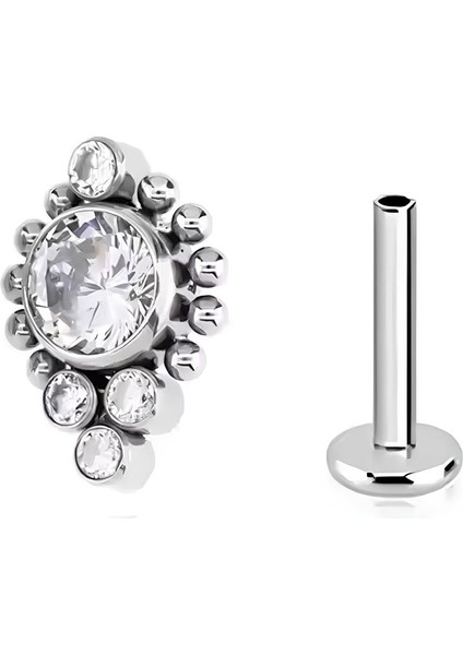 F136 Titanyum Zirkon Taşlı Crown Model Tragus Piercing - Helix Piercing