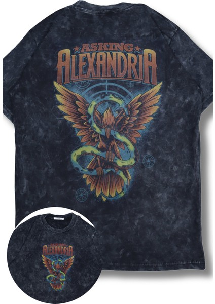 Oversize Asking Alexandria Sırt Baskılı Yıkamalı T-Shirt, Unisex Rock Band Temalı Retro Tişört