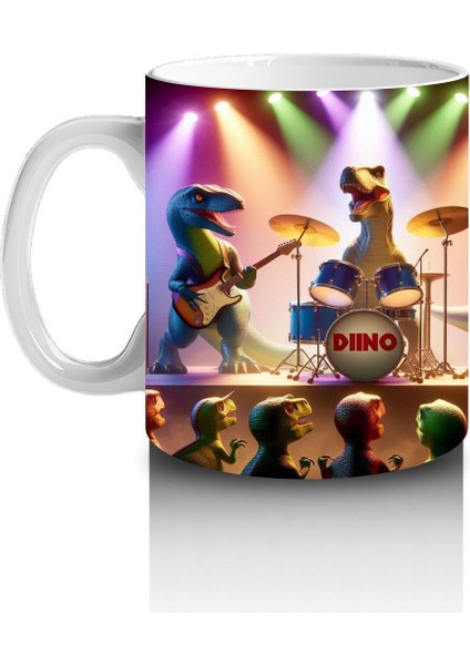 Çocuklara Sütü Sevdiren Dino Rock Konseri Kupa Bardak