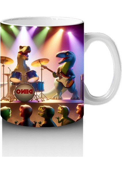 Çocuklara Sütü Sevdiren Dino Rock Konseri Kupa Bardak