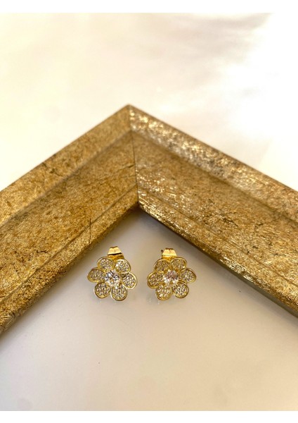 Xuping 14 K Zirkon Taşlı Çiçek Küpe
