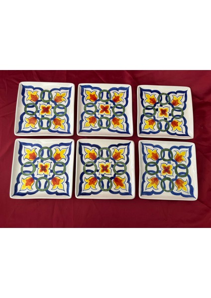 Çini Kahvaltı ve Pasta Takımı El Yapımı 6’lı modelleri