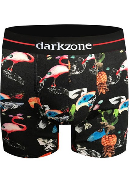 Siyah Dijital Baskı Desenli Erkek Boxer