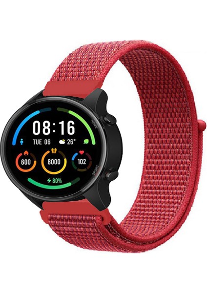 Xiaomi Watch Sport ile Uyumlu Kordon Kumaş Desenli Cırt Cırtlı Spor Kayış