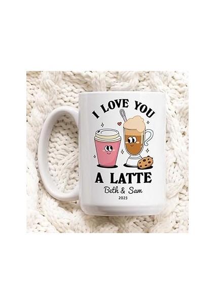 Print Dore Kişiye Romantik Kahve Kupa, Seni Seviyorum Latte Alıntı Kupa, Kişiye,ıngilizce Kupa