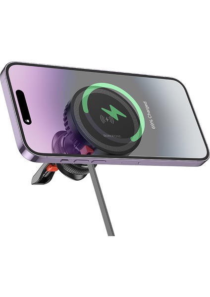 Araç Telefon Tutucu - Magsafe ile Uyumlu Kablosuz Hızlı Şarj 5W/7.5W/10W/15W Çıkış 4.5-7.0 Inç Telefonlar Için Uygun - Abs + Silicone Araba Hava Çıkışına Montaj BH207 modelleri