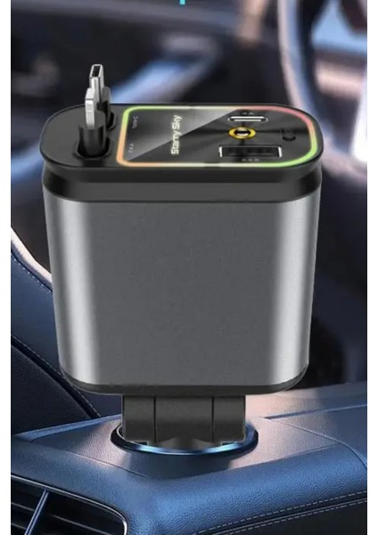 Acl Acc-01 Rgb Işıklı 66W Araç Şarj Cihazı | 4in1 Geri Çekilebilir Kablo | Type-C + Lightning | Yıldızlı Tavan Efekti fırsatları