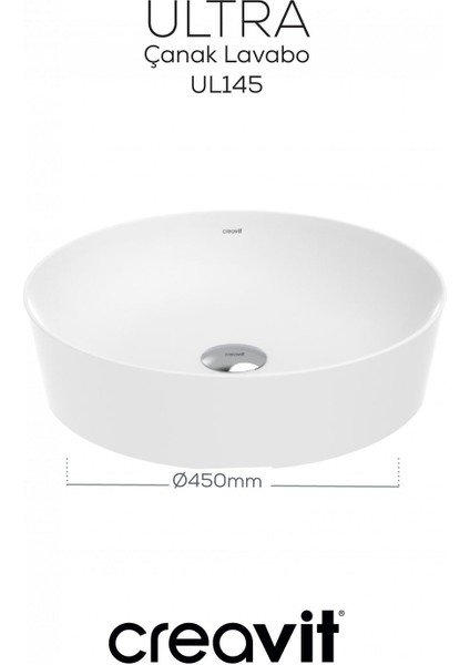 Ultra Yuvarlak Çanak Lavabo 45CM Beyaz fırsatları