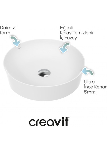 Ultra Yuvarlak Çanak Lavabo 45CM Beyaz indirimleri