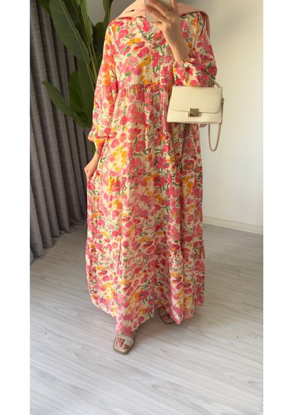 Kadın Çiçekli Baskılı Uzun Yazlıık Ince Elbise modelleri